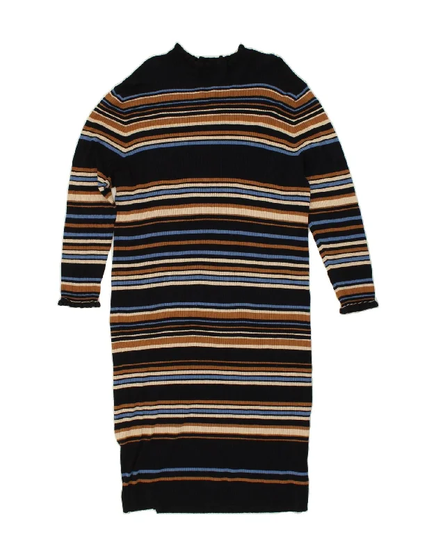 OASIS Womens Jumper Dress UK 22 3XL Black Striped Viscose