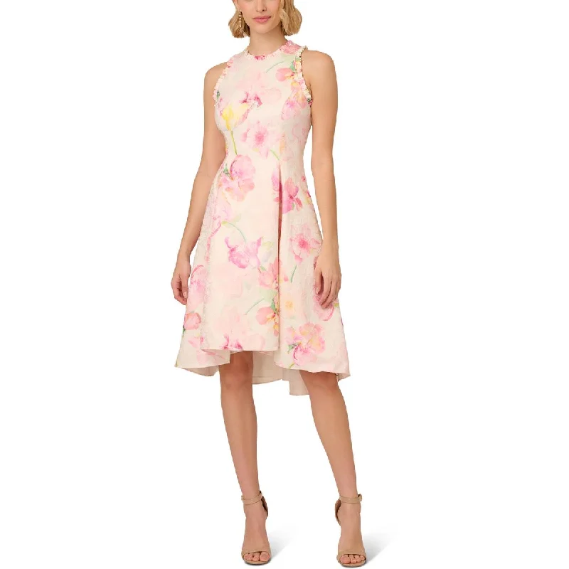 Adrianna Papell Womens Floral Hi-Low Cocktail And Party Dress