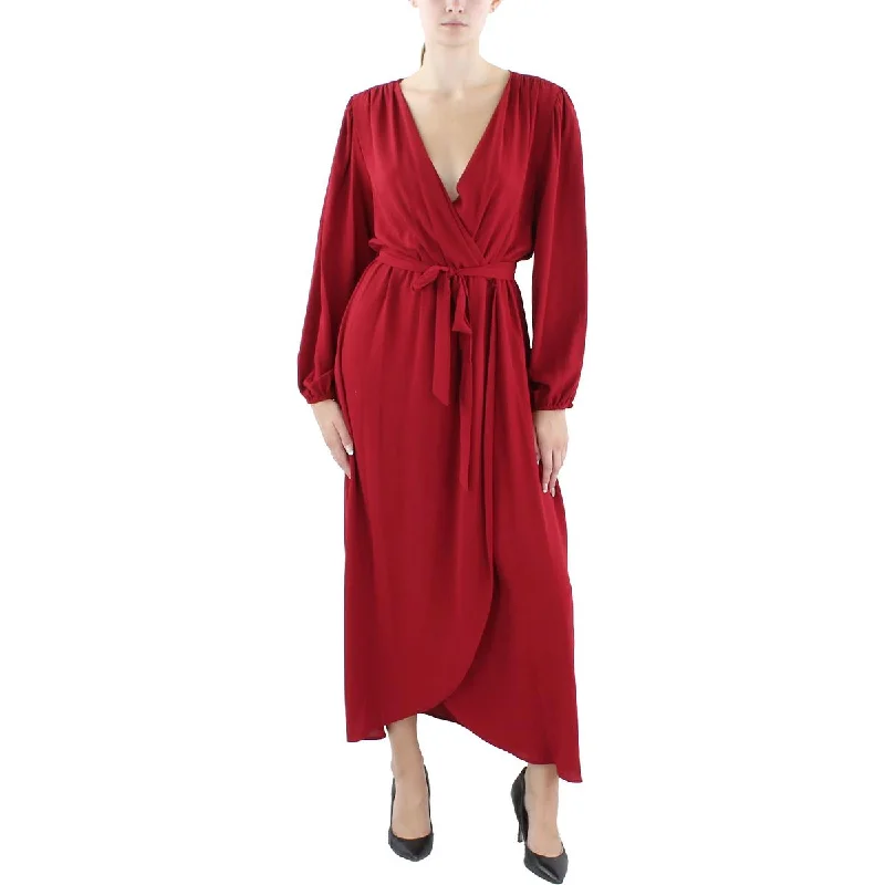 Connected Apparel Womens Faux Wrap Midi Wrap Dress