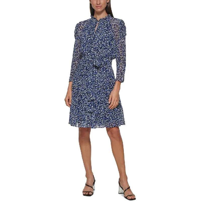 Calvin Klein Womens Floral Belted Mini Dress