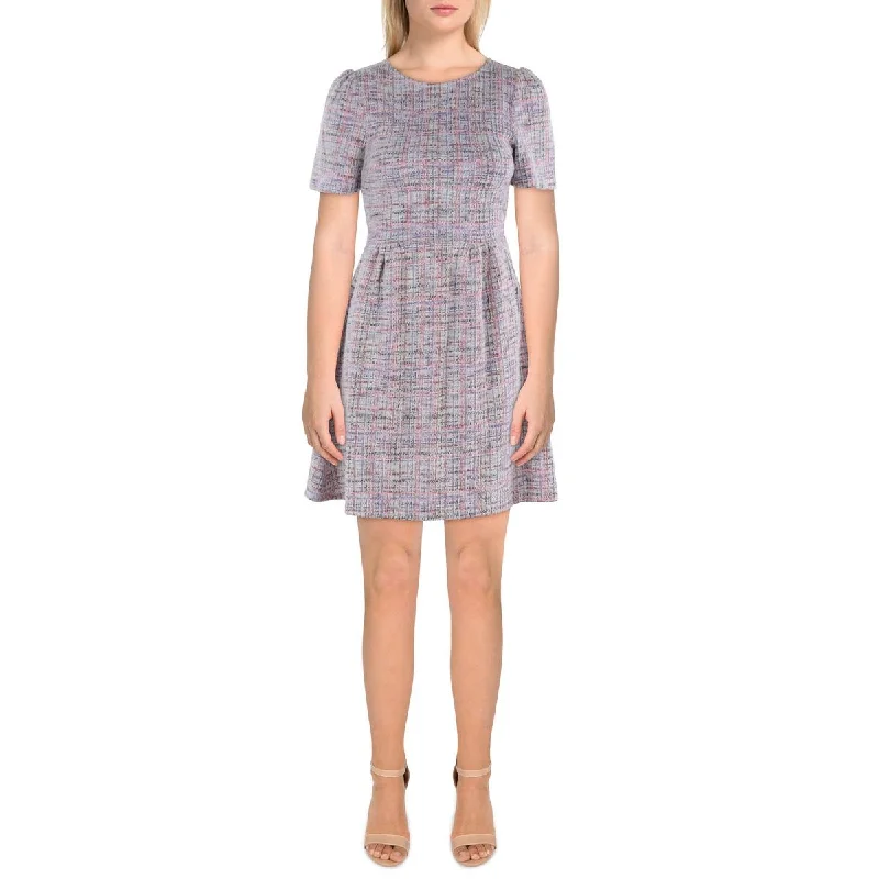 Aqua Womens Tweed Sheath Mini Dress