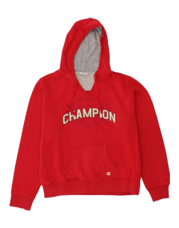 CHAMPION Womens Graphic Hoodie Jumper UK 18 XL Red Cotton