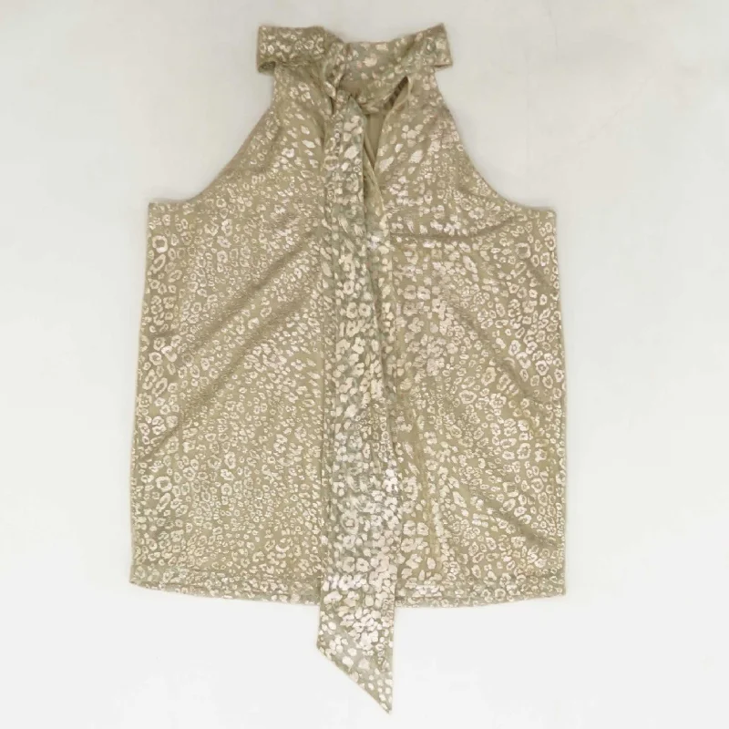 Gold Animal Print Sleeveless Blouse