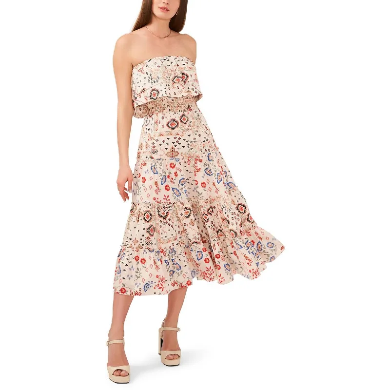 1.State Womens Printed Tiered Maxi Dress