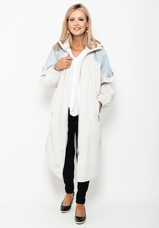 Frandsen Oversized Long Parka Jacket, Beige Multi