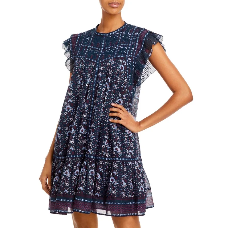 Sea New York Womens Nadine Printed Shutter Pleat Mini Dress