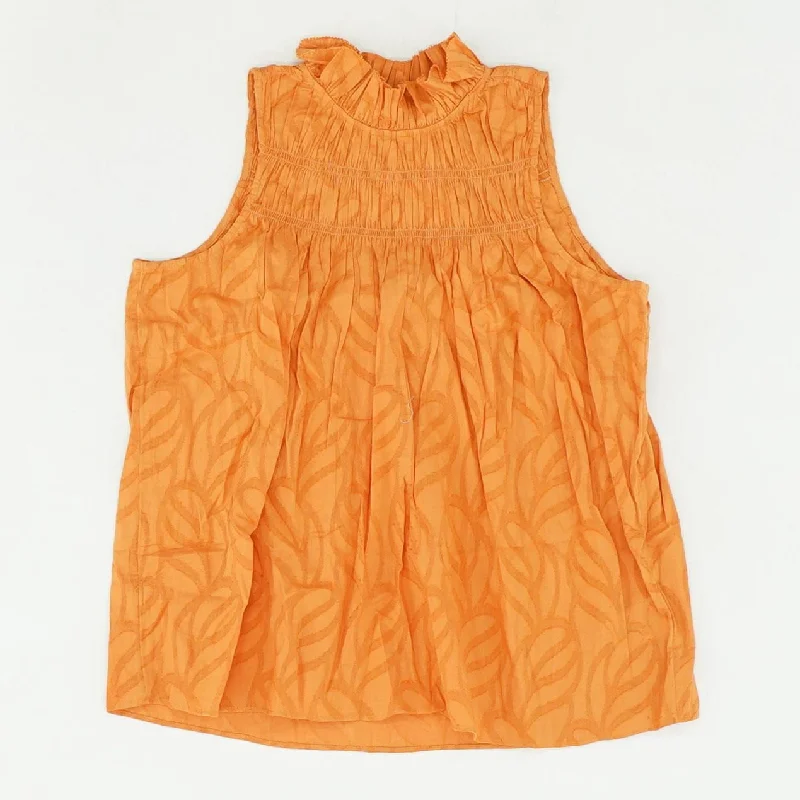 Orange Solid Sleeveless Blouse