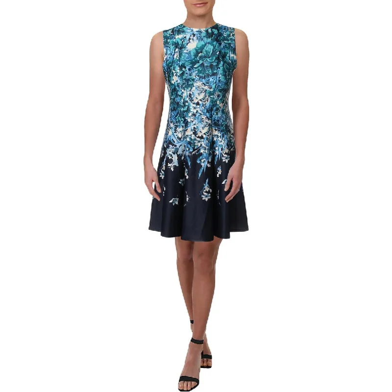 Gabby Skye Womens Floral Fit & Flare Cocktail And Party Dress