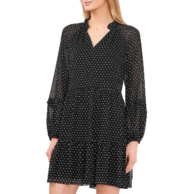 CeCe Womens Polka Dot Short Shift Dress