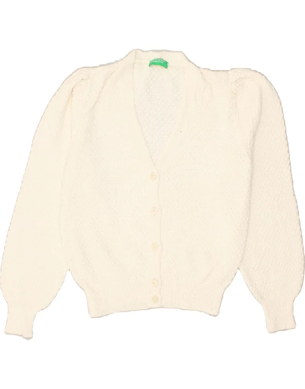 BENETTON Womens Cardigan Sweater UK 12 Medium Off White