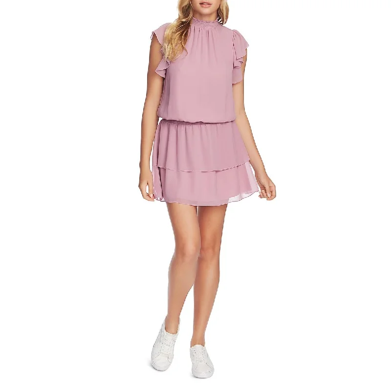 1.State Womens Smocked Flutter Sleeve Mini Dress