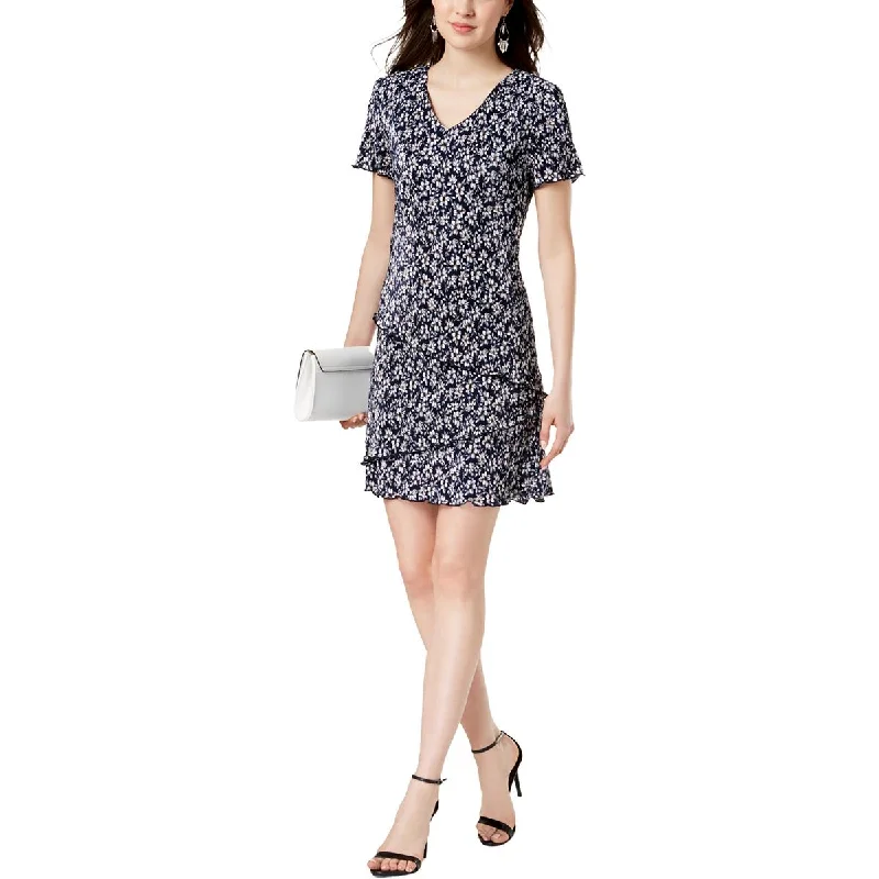 Connected Apparel Womens Plus Pleated Knee-Length Shift Dress