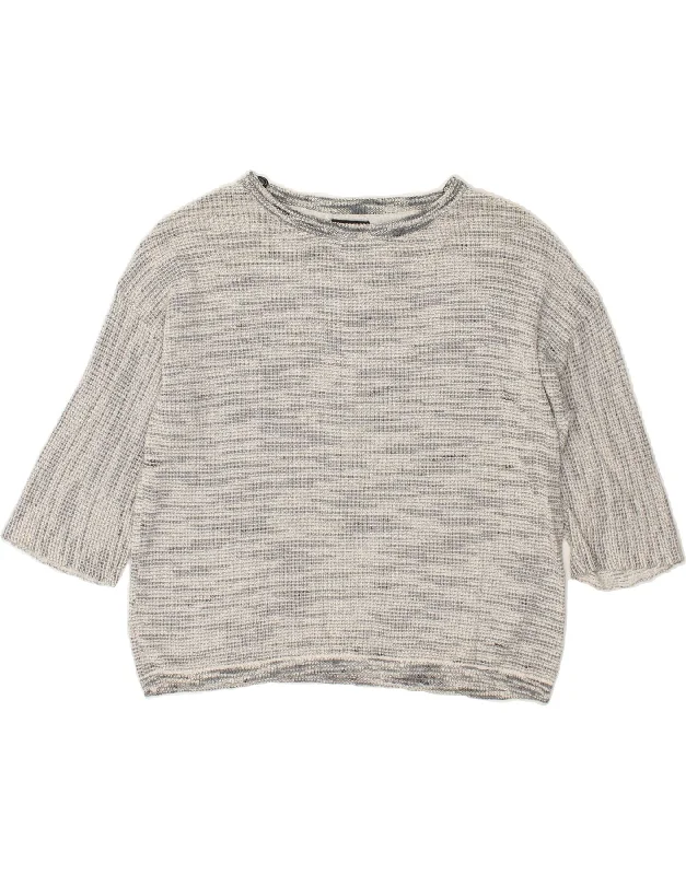 MASSIMO DUTTI Womens Oversized Crew Neck Jumper Sweater UK 8 Small Grey