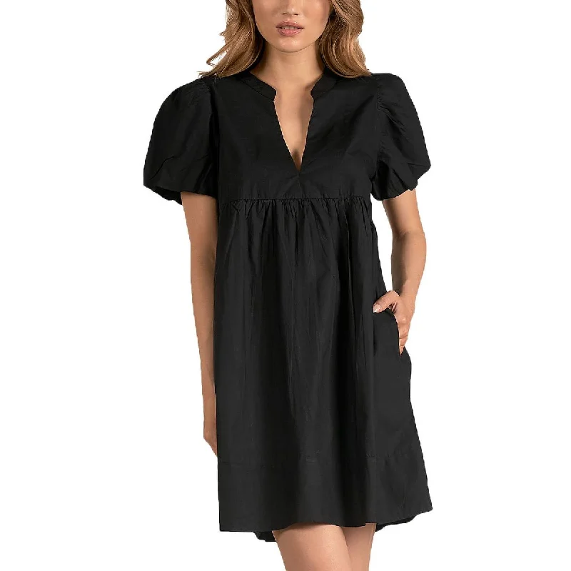 Elan Womens V-Neck Tiered Mini Dress