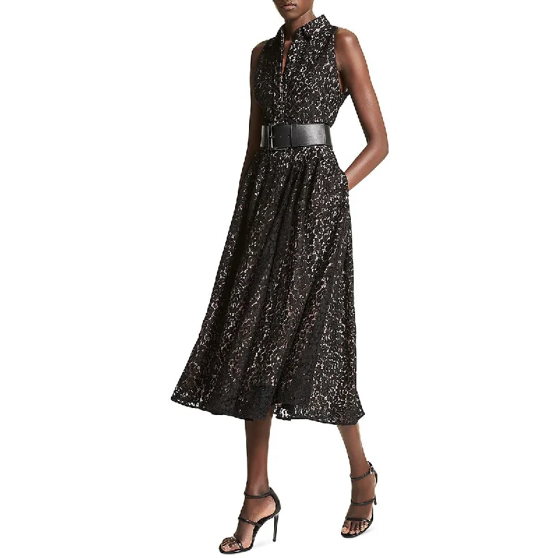 Michael Kors Womens Lace Long Shirtdress