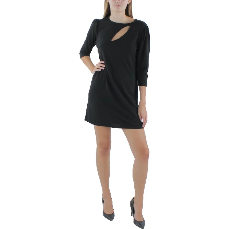 NY Collection Womens Stretch Keyhole Mini Dress