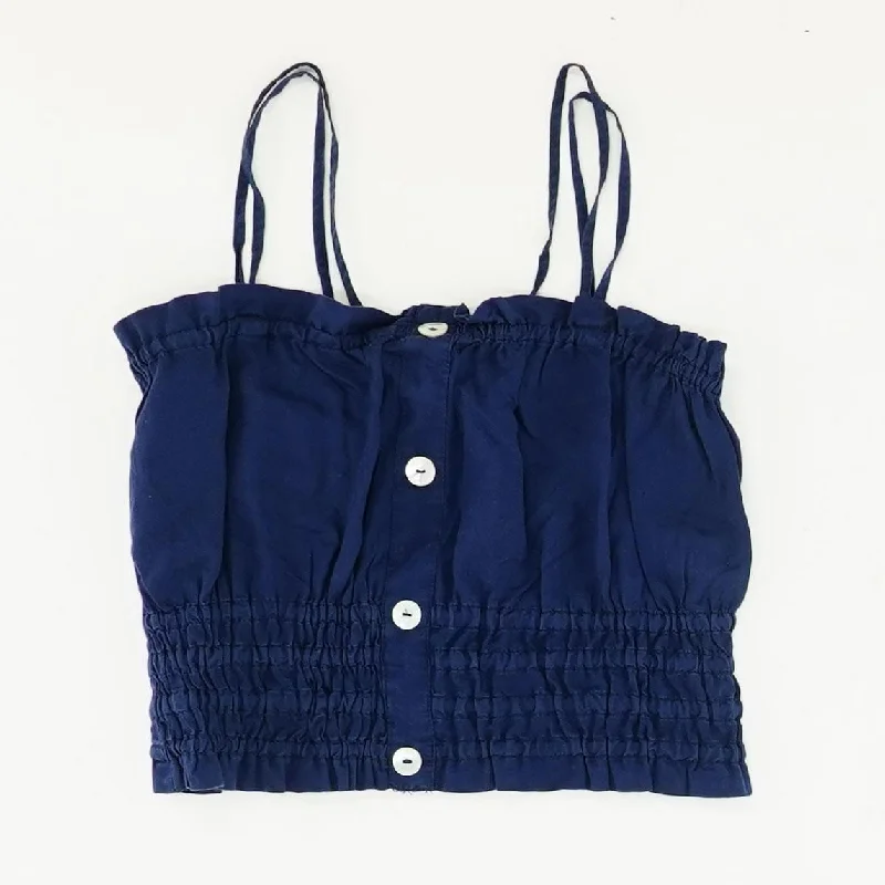 Navy Solid Cropped Camisole