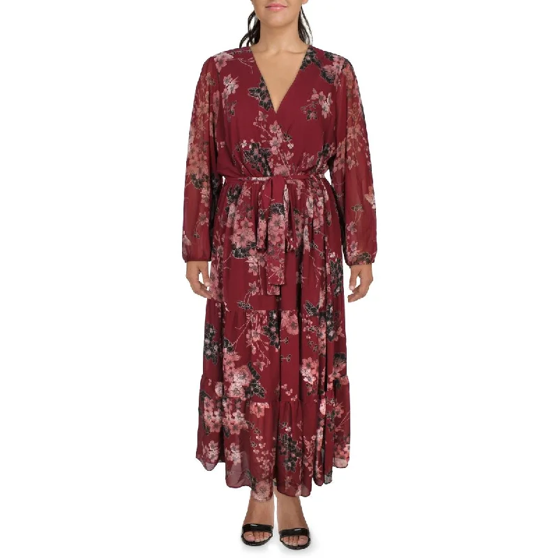 City Chic Womens Floral Print Chiffon Maxi Dress