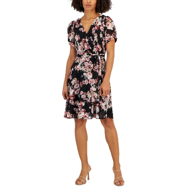 Connected Apparel Womens Petites Wedding Guest Above-Knee Shift Dress