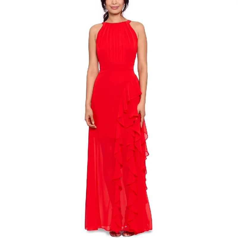 B&A by Betsy and Adam Womens Ruffled Evening Dress