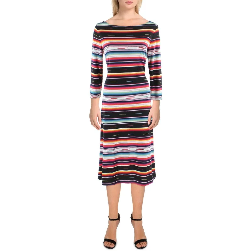 Lauren Ralph Lauren Womens Jersey Striped Midi Dress