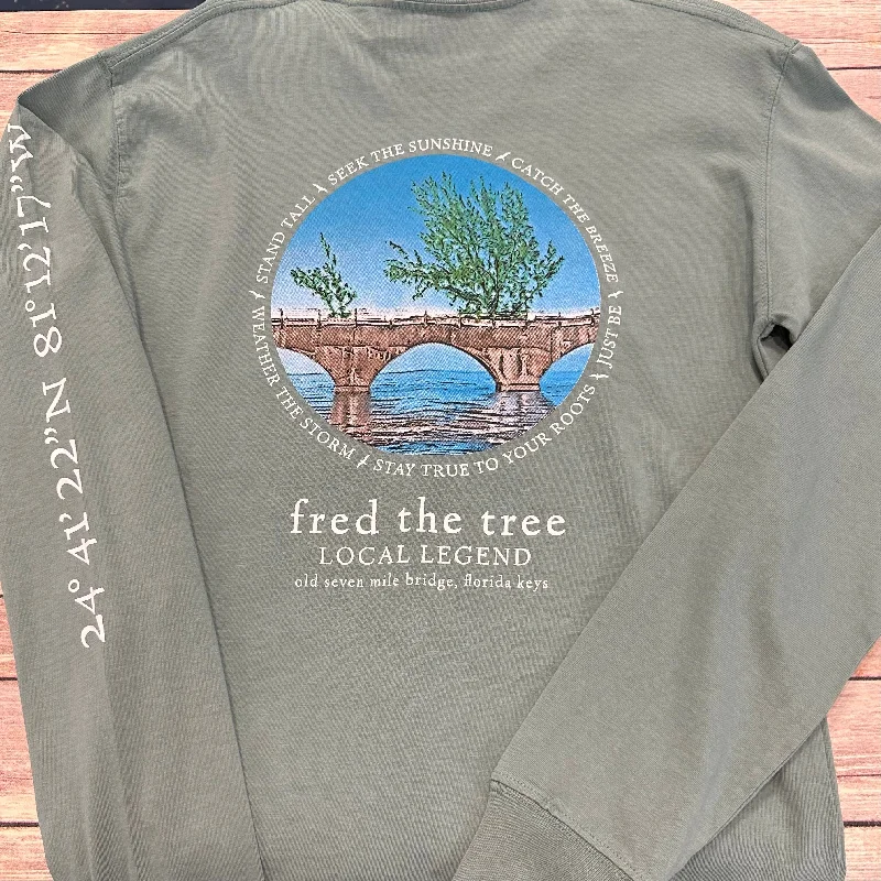 Fred the Tree Adult Unisex Long Sleeve Tee Newport Green