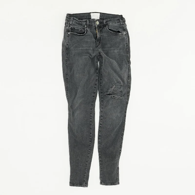 Black Solid Mid Rise Skinny Leg Jeans