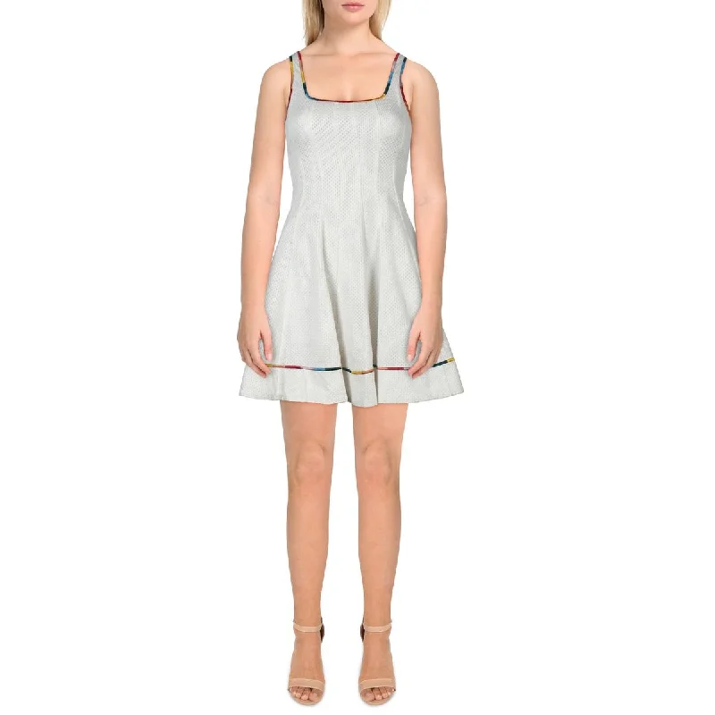 STAUD Womens Cotton Embroidered Mini Dress