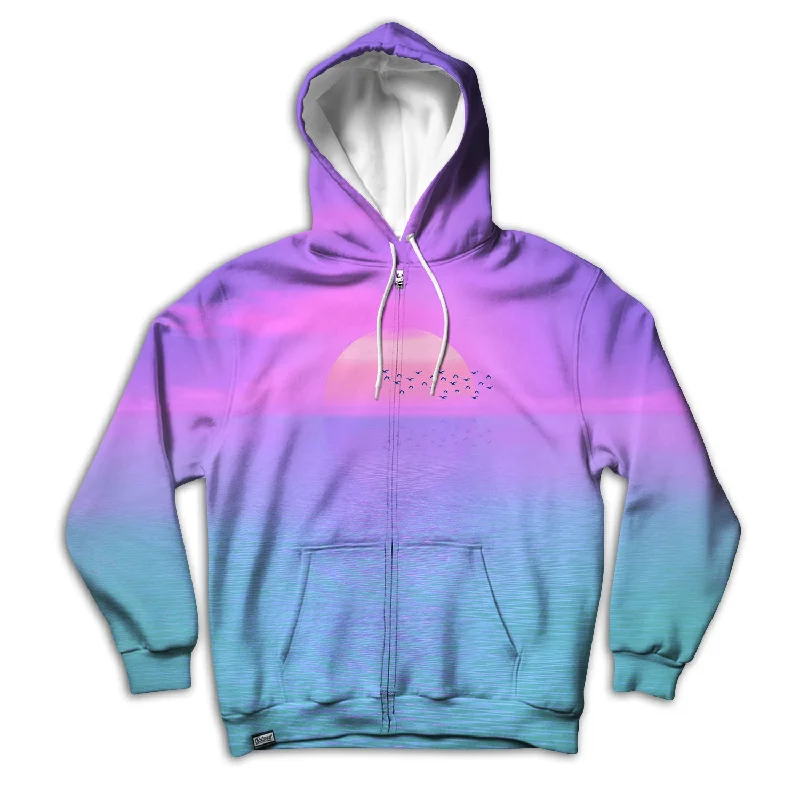 Beach Sunset Vaporwave Unisex Hoodie Zipup