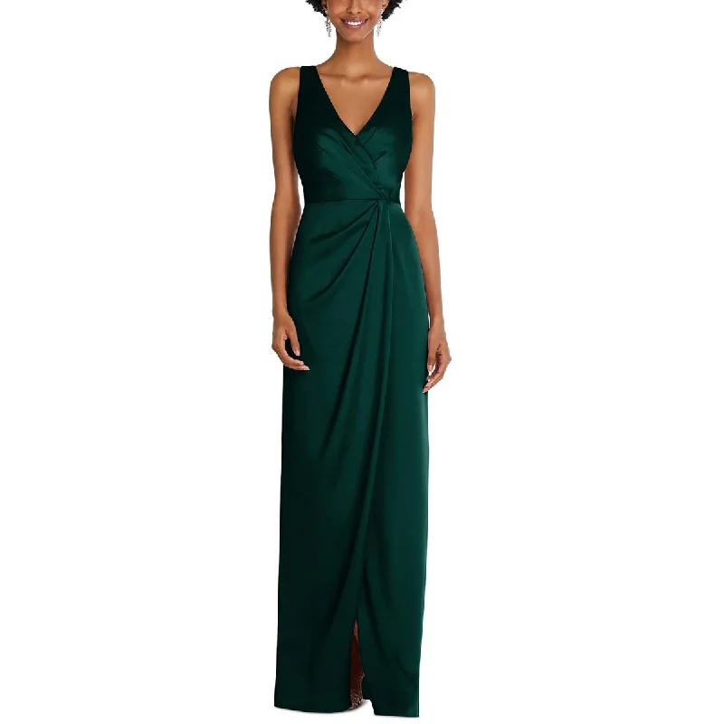 After Six Womens Faux Wrap Long Evening Dress