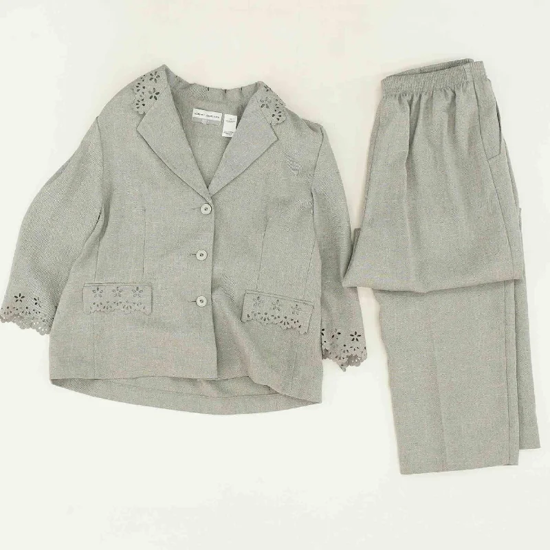 Gray Solid Blazer Set