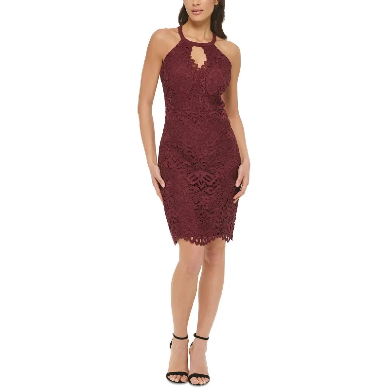 Guess Womens Lace Halter Sheath Dress