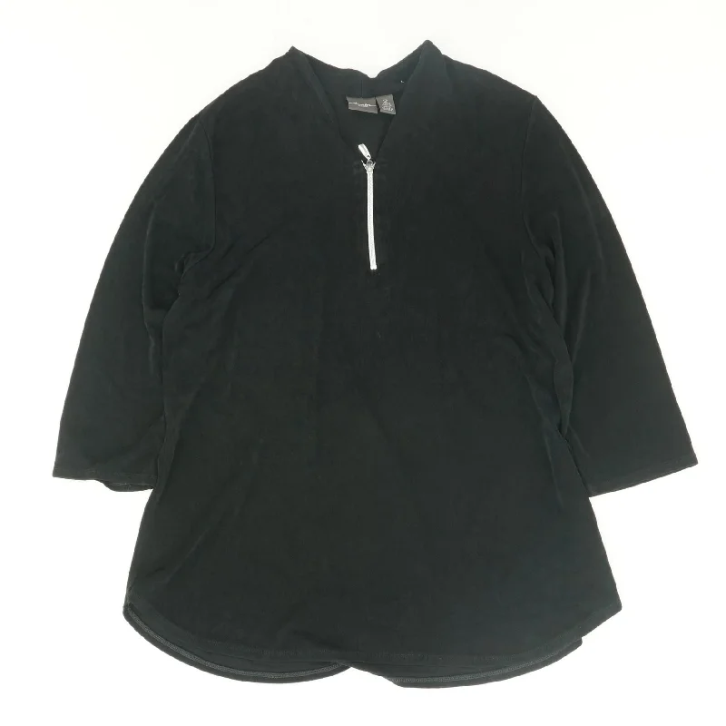 Black Solid 3/4 Sleeve Blouse