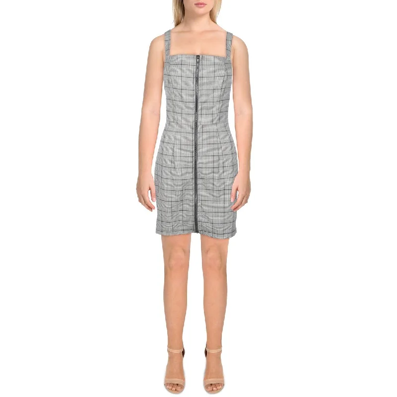 Kingston Grey Womens Juniors Plaid Mini Shift Dress