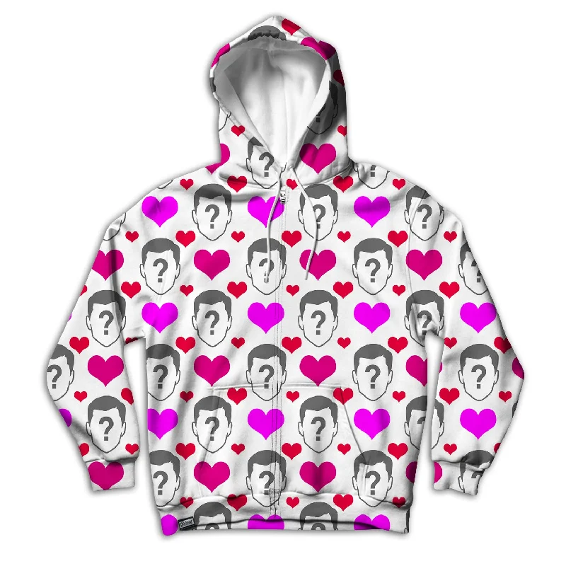 Custom Heart Pattern  Unisex Hoodie Zipup