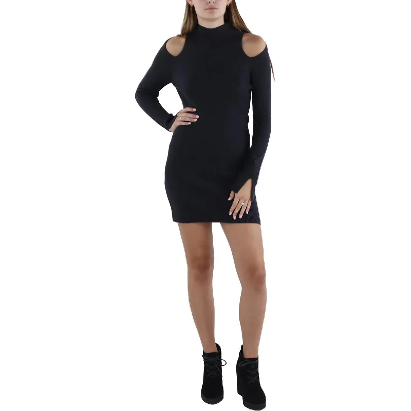 French Connection Womens Above Knee Cut Out Sweaterdress