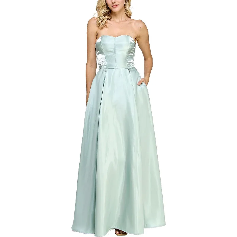 Speechless Womens Juniors Shimmer Strapless Evening Dress