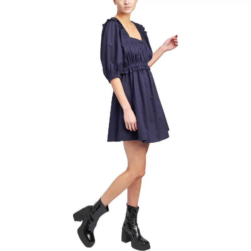 En Saison Womens Brigitta Square Neck Puff Sleeve Mini Dress