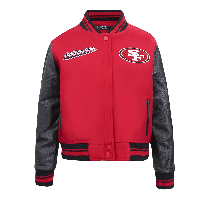 CHAMARRA UNIVERSITARIA NFL SAN FRANCISCO 49ERS SCRIPT TAIL PARA MUJER