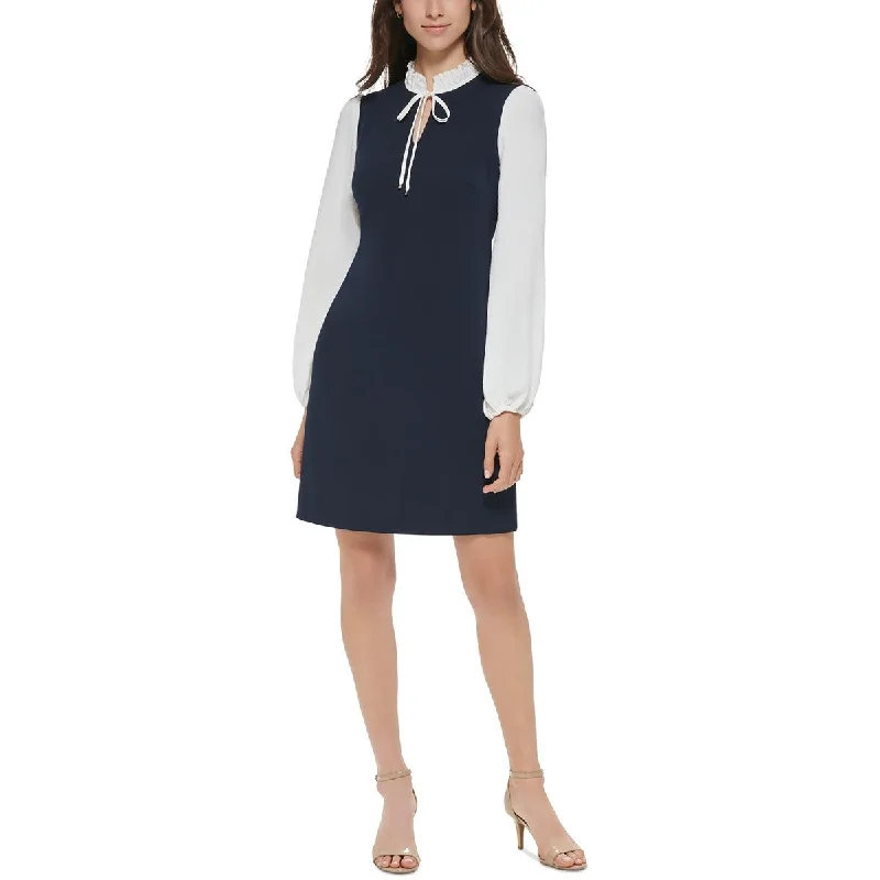 Tommy Hilfiger Womens Tie-Neck  Mini Dress