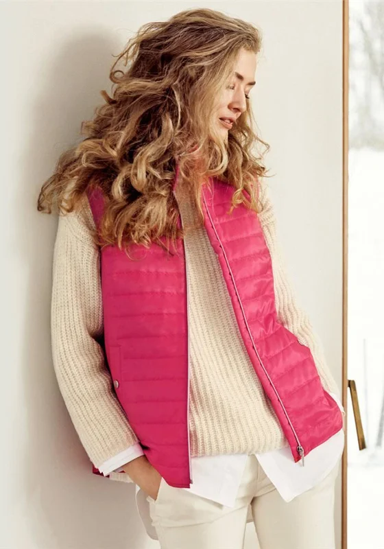 Just White Short Quilted Gilet, Bright Pink