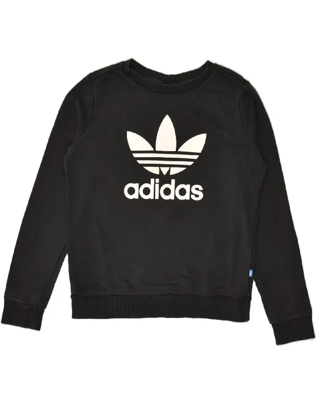 ADIDAS Womens Graphic Sweatshirt Jumper UK 8 Small Black Cotton