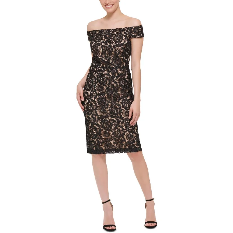 Vince Camuto Womens Petites Lace Mini Cocktail and Party Dress