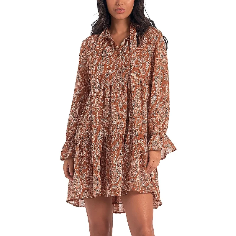 Elan Womens Paisley Short Mini Dress