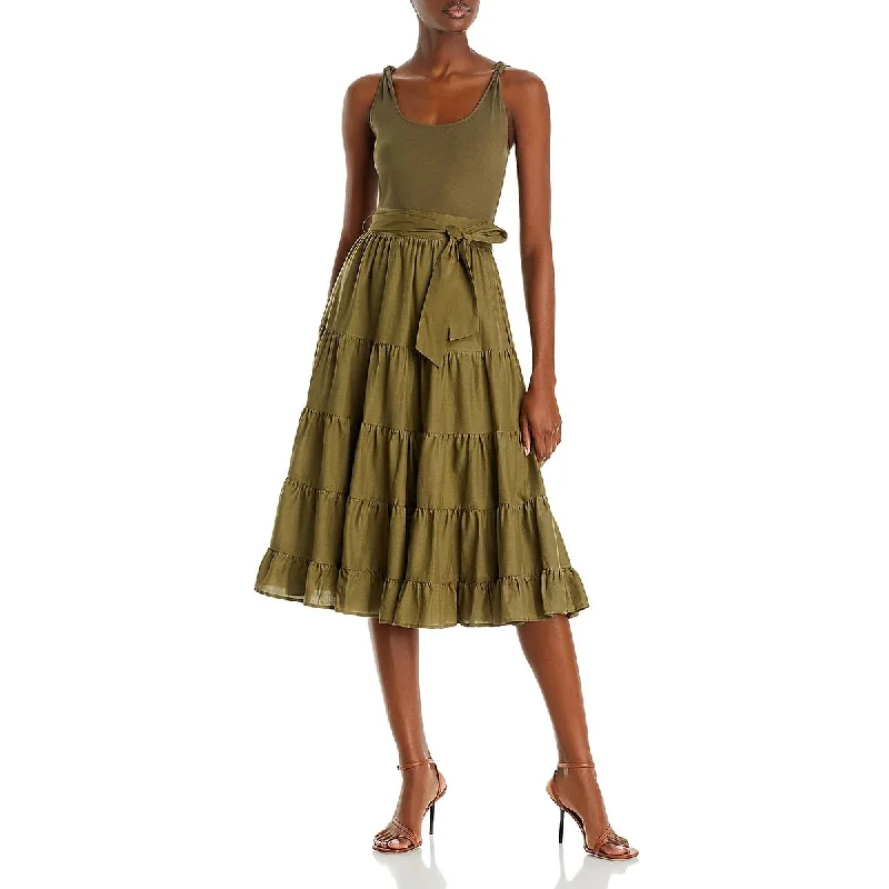 Paige Womens Samosa Knot Sleeveless Midi Dress