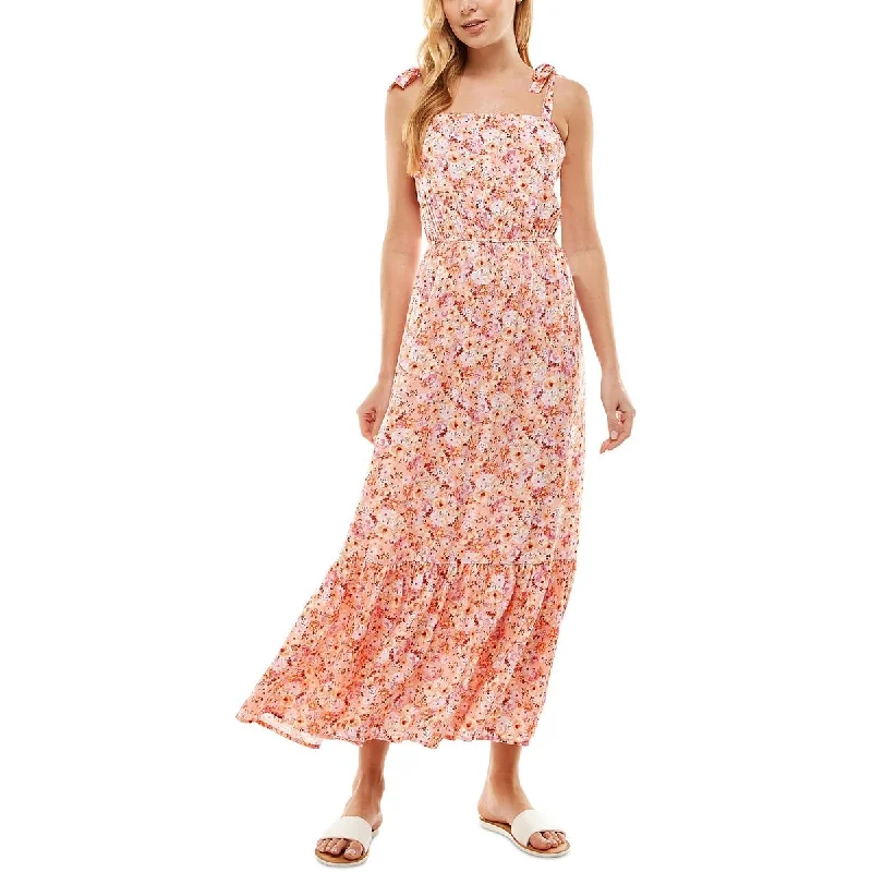 Kingston Grey Womens Juniors Floral Print Long Maxi Dress