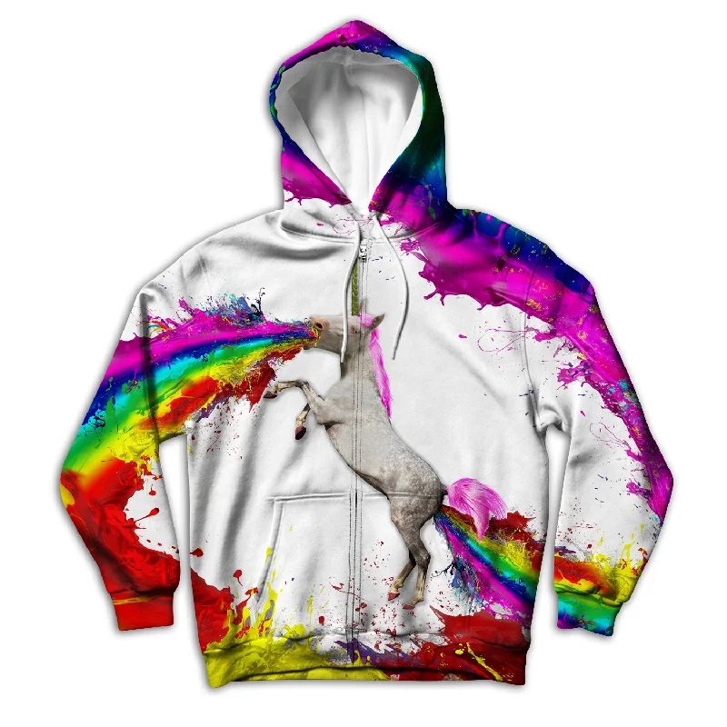 Unicorn Spew Unisex Hoodie Zipup