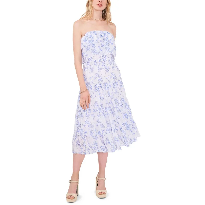 1.State Womens Chiffon Strapless Midi Dress