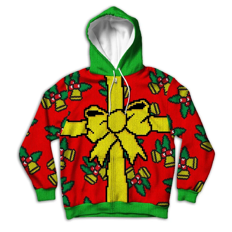 Gift Wrap Ugly Hoodie Zipup