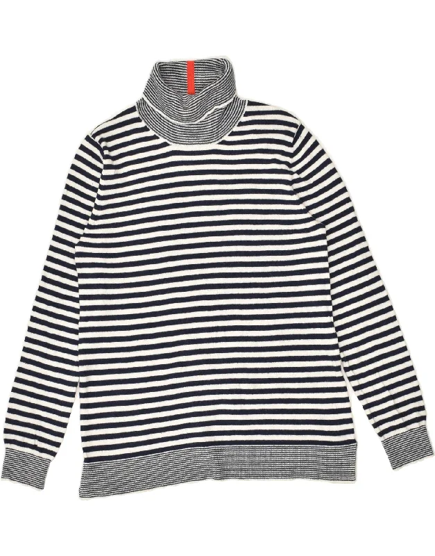 JOULES Womens Roll Neck Jumper Sweater UK 10 Small Navy Blue Striped